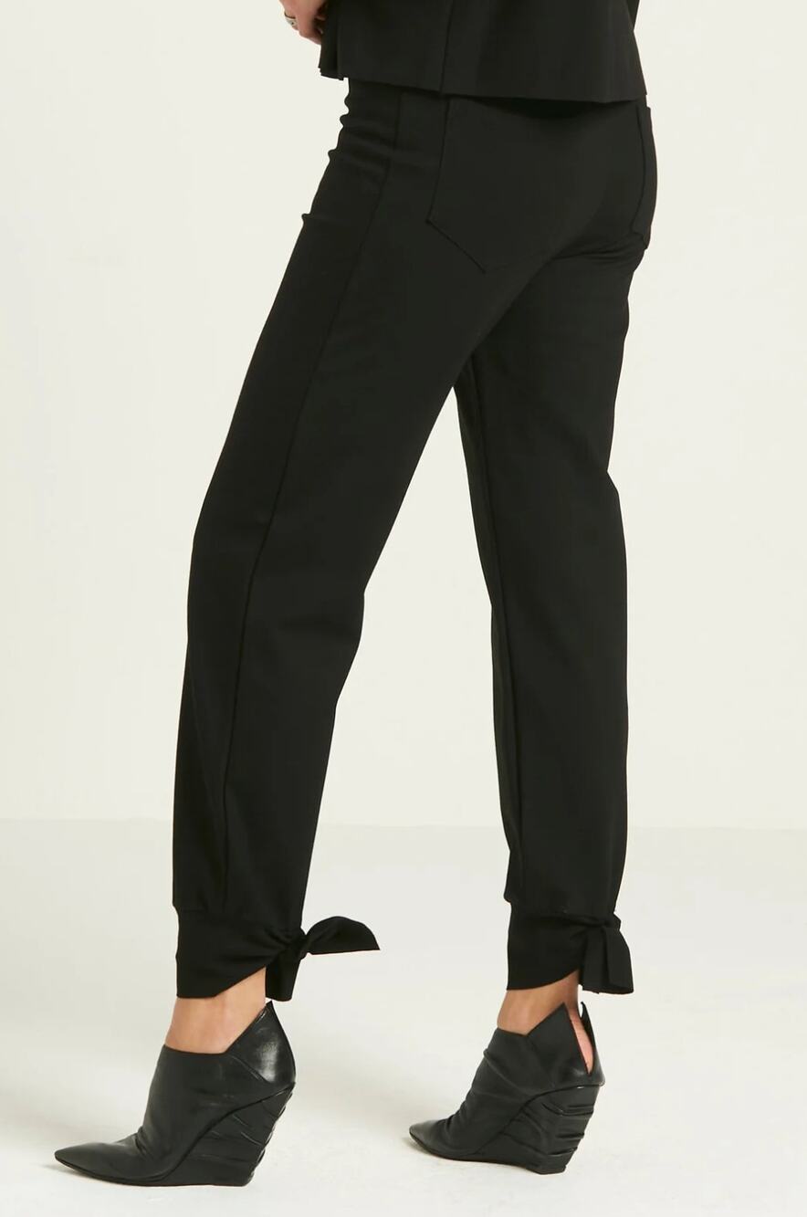 Planet by Lauren G Womens Pants 0 Small Scuba Tied Up Black USA Pull-On Stretch